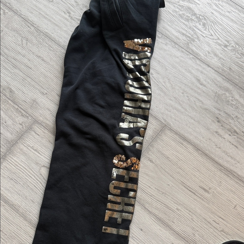 Victoria's Secret wide leg Black Joggers with gold Accents - Picture 3 of 3